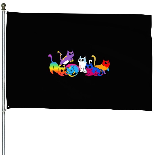 Pride Kittens LGBTQIA+ Cats Colorful Cat House Flags