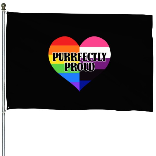 Purrfectly Proud Rainbow Genderfluid Flag Heart House Flags