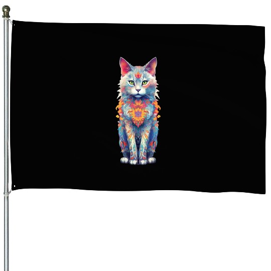 Cat Mandala House Flags