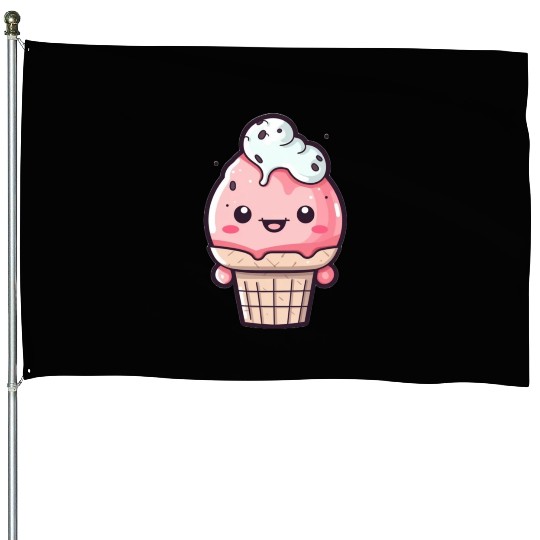 Embrace the Sweetness of our Cute Soft Ice Cream House Flags