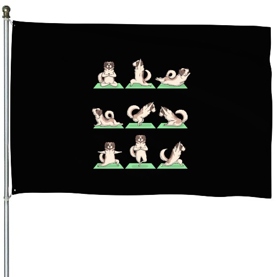 Saint Bernard Dog Yoga Pose Zen Workout Exercise House Flags