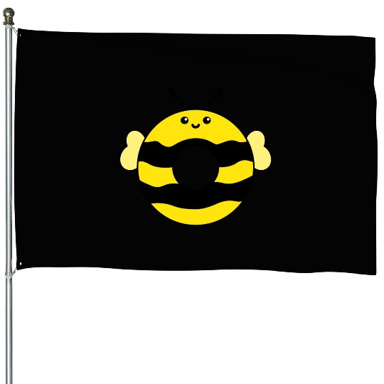 Happy Sweet Donut Cute Bee House Flags