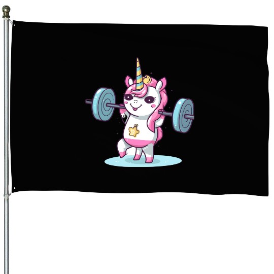 Unicorn Weighlifting House Flags