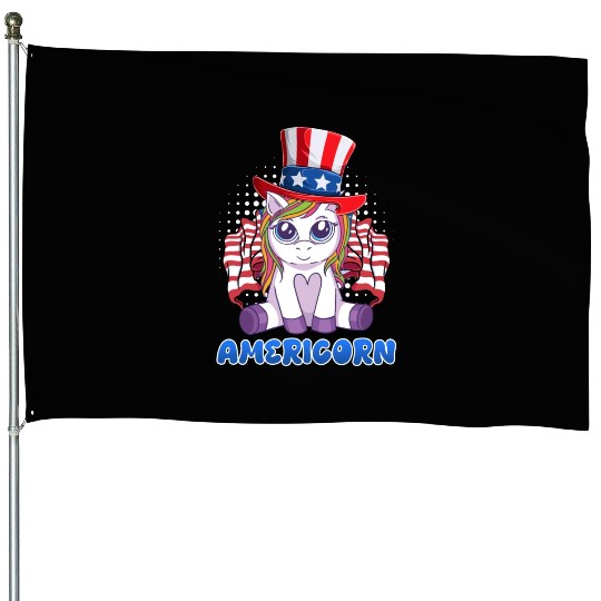 Americorn Unicorn America Party Independence Day House Flags