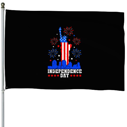 Independence Day Statue of Loverty America Party House Flags