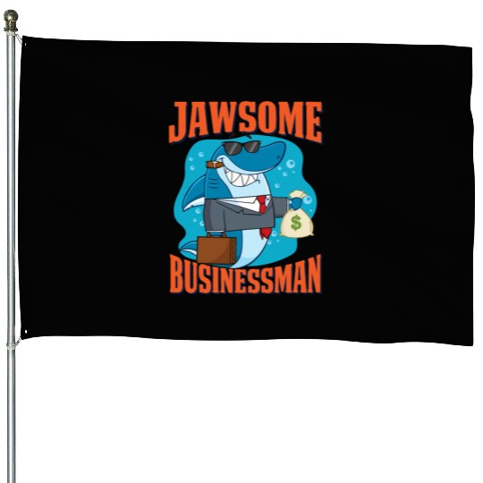 Jawsome Businessman Shark | Funny Business Shark House Flags