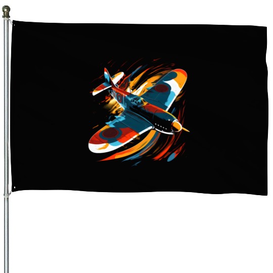 Spitfire Airplane Pilot Aviator Military Warbirds House Flags