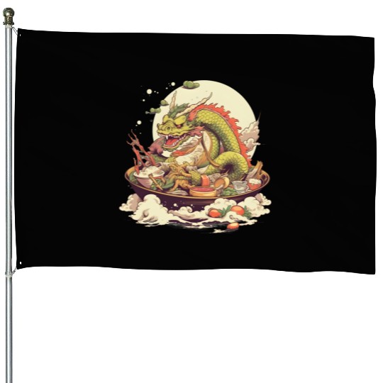 Sushi Dragon Japanesse Kawaii House Flags