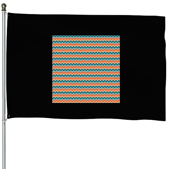 Retro Orange Teal Pattern House Flags