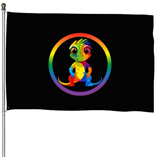 Gay Pride Gecko House Flags