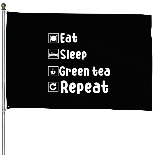 Funny Green Tea Lover Outfit House Flags