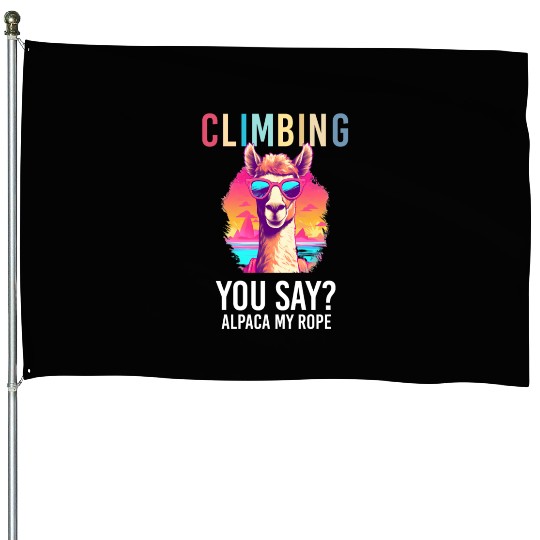 Funny Alpaca with Sunglasses - Alpaca My Rope House Flags
