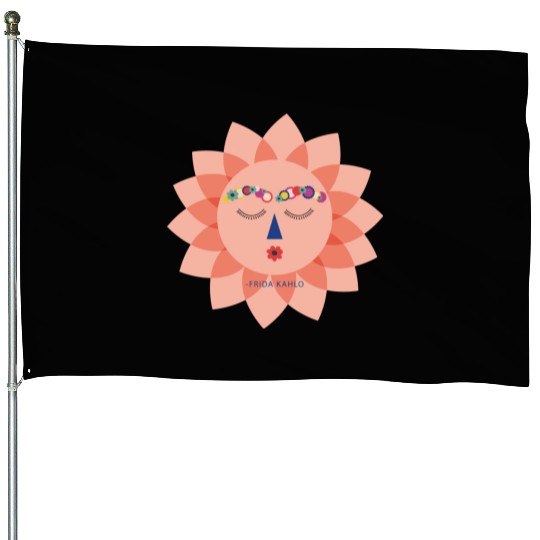 Colorful Cute Funny Sun Frida Kahlo Portrait Viva House Flags