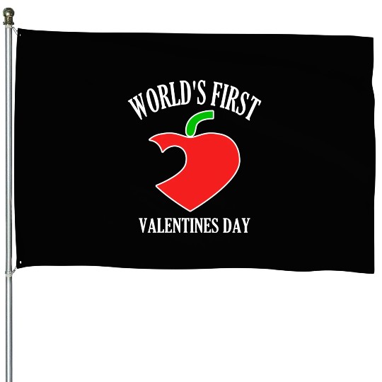 Funny Worlds First Valentines Day 80s nostalgia House Flags