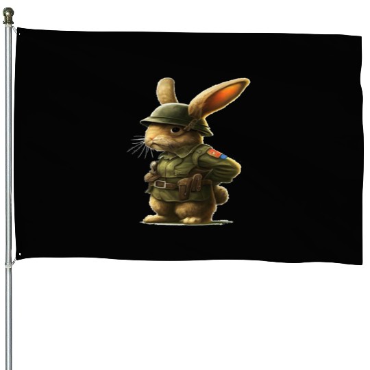 Courageous Bunny Soldier House Flags