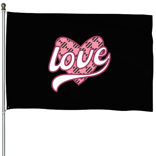 Buffalo Plaid Heart Love Valentine days travel House Flags