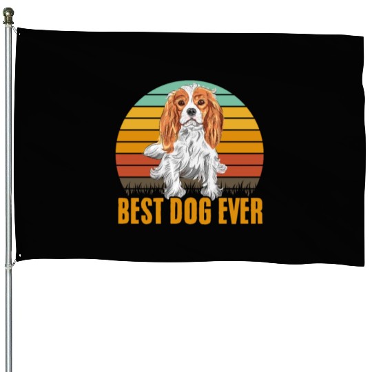 Best Dog Ever Cavalier King Charles Spaniel Retro House Flags