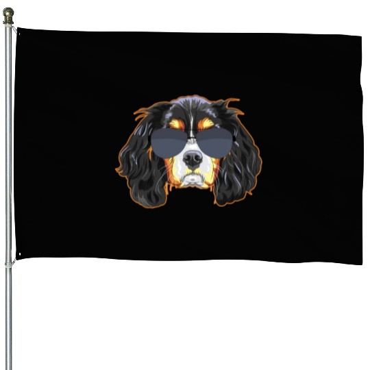 Cavalier King Charles Spaniel Wearing Sunglasses House Flags