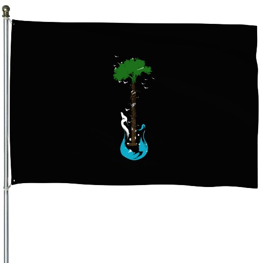 Guitar Nature Musician Earth Day Tree Guitarist House Flags