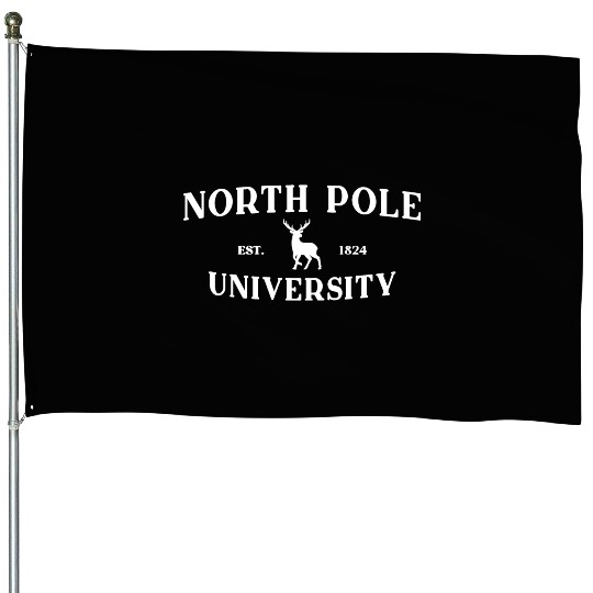 North Pole University - Reindeer - Merry Christmas House Flags