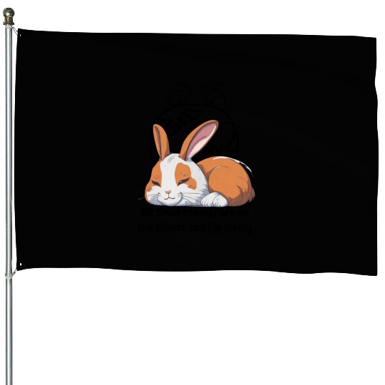 Lonely rabbit House Flags