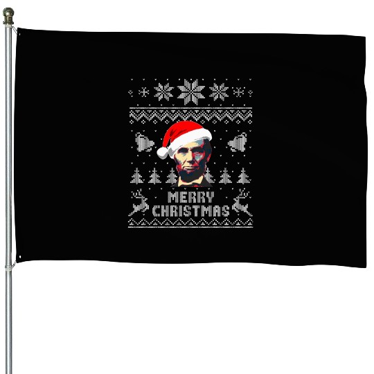 Abraham Lincoln Merry Christmas House Flags