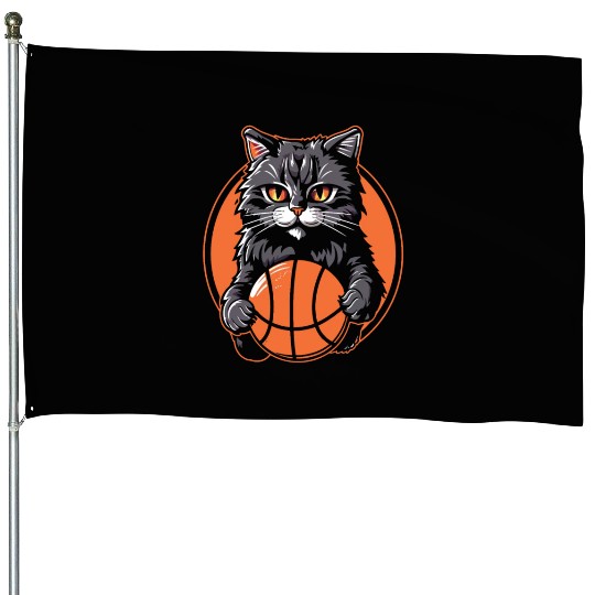 Basketball Cat Basketball Player I Love Basketball House Flags