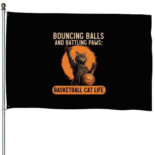 Basketball Cat Basketball Player I Love Basketball House Flags