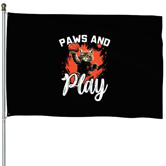 Basketball Cat Basketball Player I Love Basketball House Flags