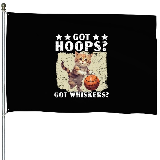Basketball Cat Basketball Player I Love Basketball House Flags