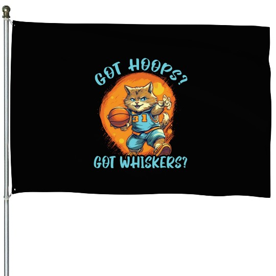 Basketball Cat Basketball Player I Love Basketball House Flags