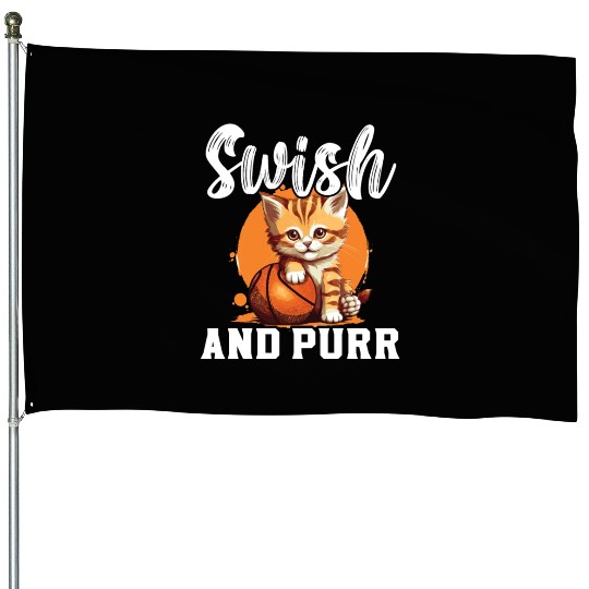 Basketball Cat Basketball Player I Love Basketball House Flags