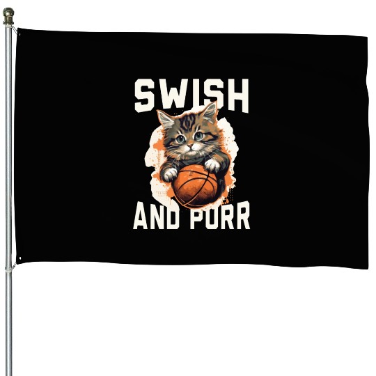 Basketball Cat Basketball Player I Love Basketball House Flags
