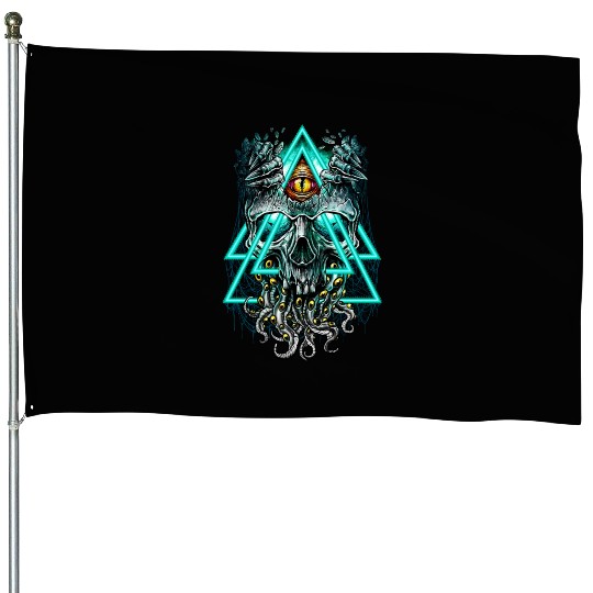 Cthulhu illuminati evil monster House Flags