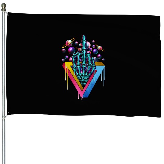 Trippy skeleton middle finger House Flags