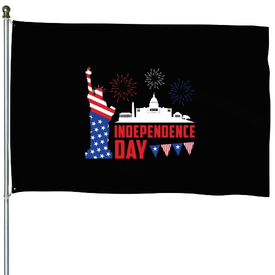Independence Day Statue of Loverty America Party House Flags