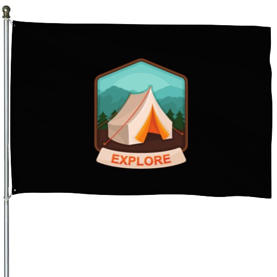 Gone Camping House Flags