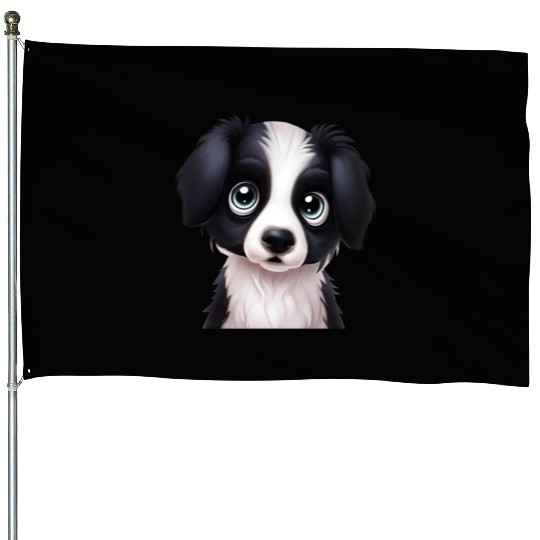 Elegant Border Collie Portrait House Flags