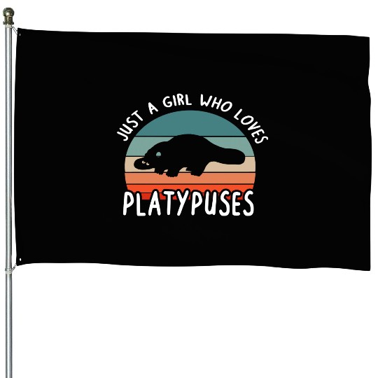 Girl Platypus Lover Illustration Animal House Flags