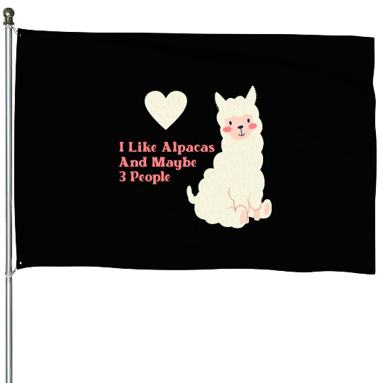 Alpaca Lover cute blue House Flags