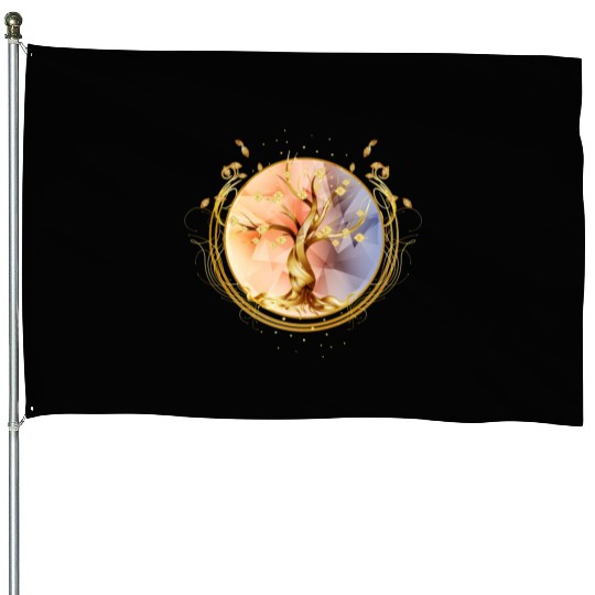 magic amulet, golden tree of life symbol House Flags