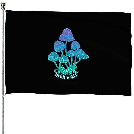 Goblincore mushroom House Flags