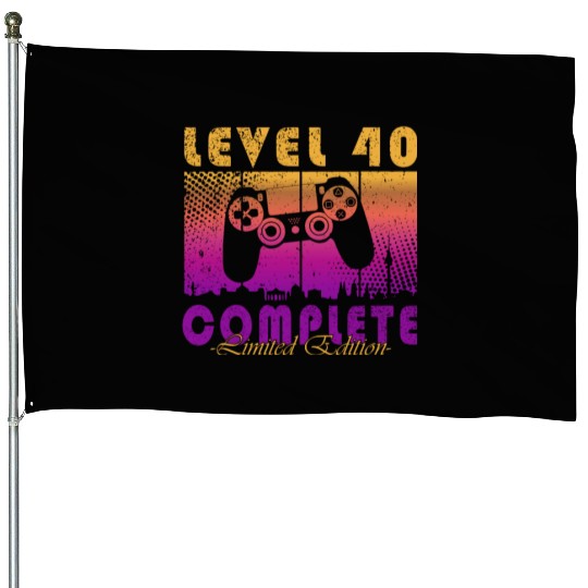 40th Birthday Gaming Level 40 Complete Gamer House Flags