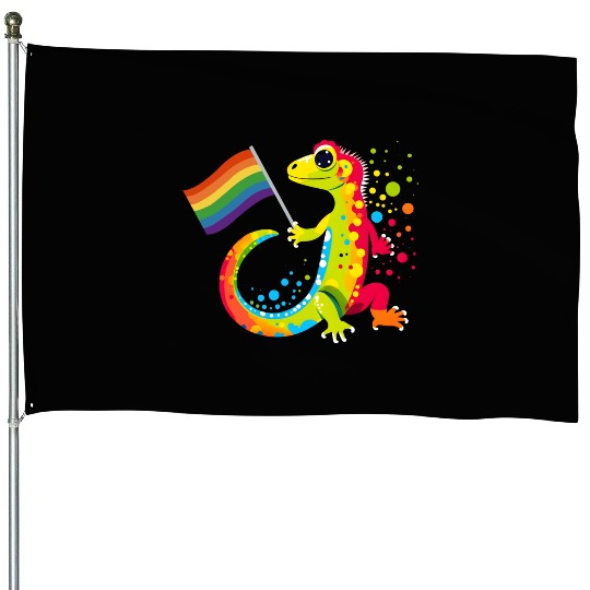 Gay Pride Gecko House Flags