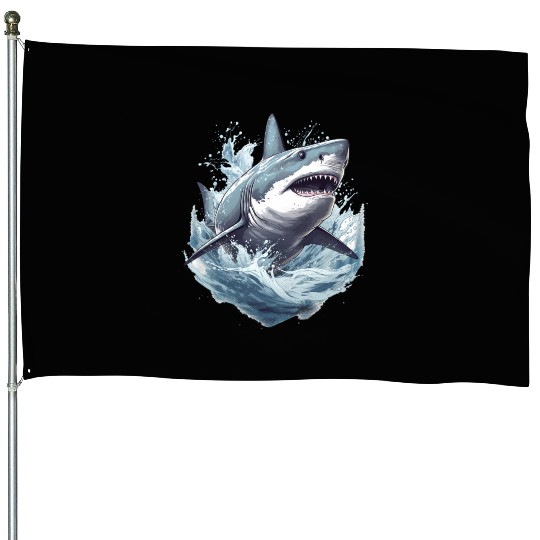 Captivating Shark Depiction House Flags