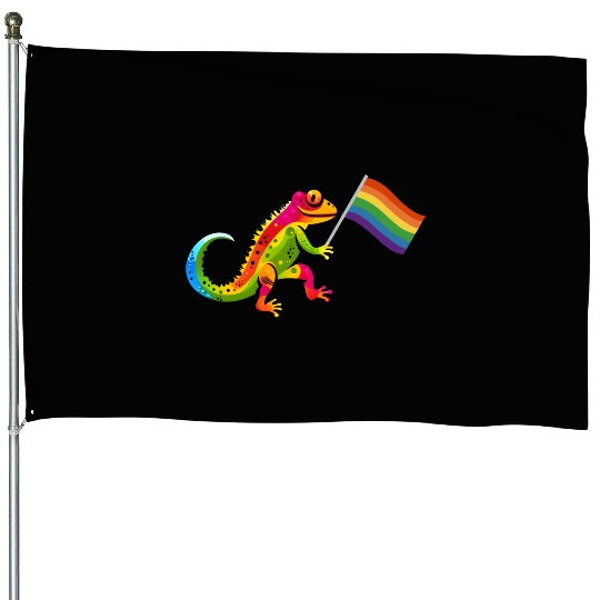 Gay Pride Gecko House Flags