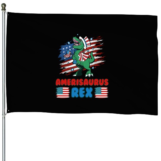 Amerisaurus Rex USA Party Independence Day House Flags