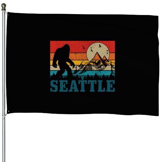 Seattle Washington Bigfoot Mountains House Flags