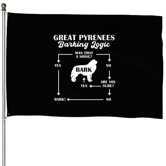 Great Pyrenees Barking Logic House Flags