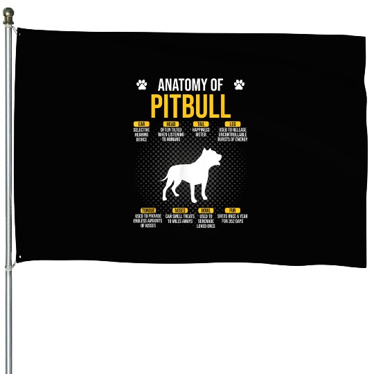 Anatomy Of Pitbull Dog Lover House Flags